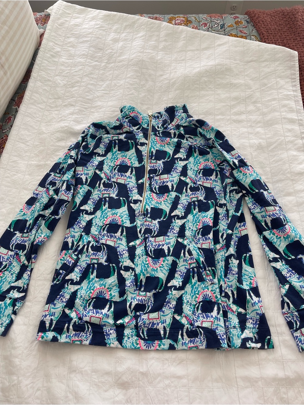 Lilly Pulitzer Navy Teal Pink Zip-Up Jacket size large